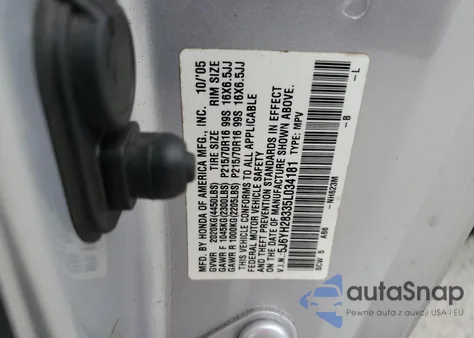 2005 Honda Element Lx from USA, damaged, VIN 5J6YH28335L034181
